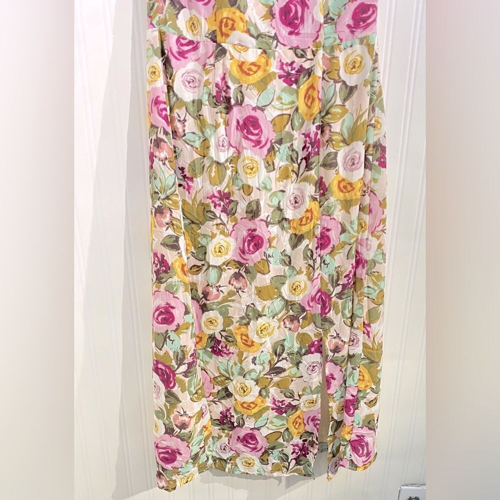 NWT Bohme Kim Floral Midi Strapy sleeveless Dress W/ Slit in Pink Size S - Picture 4 of 9